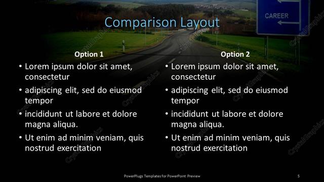 Comparison presentation slide layout