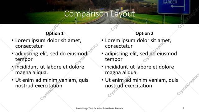 Comparison presentation slide layout