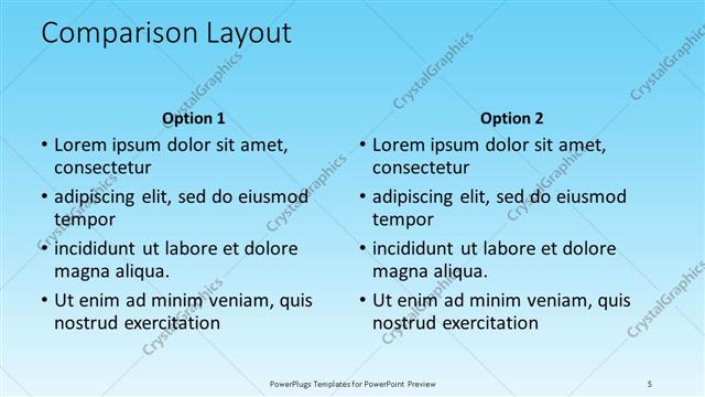 Comparison presentation slide layout