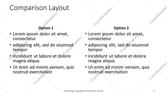 Comparison presentation slide layout