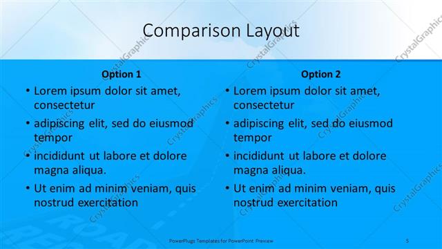 Comparison presentation slide layout