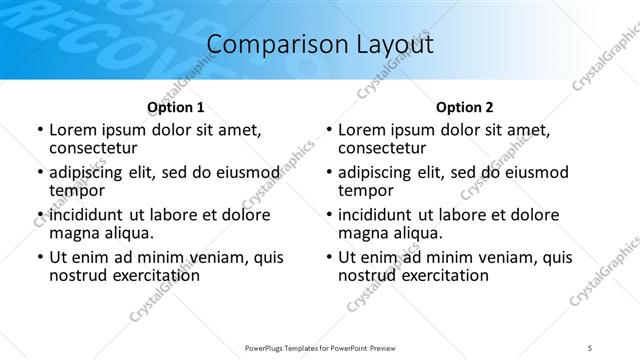 Comparison presentation slide layout