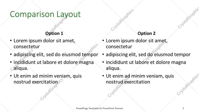 Comparison presentation slide layout