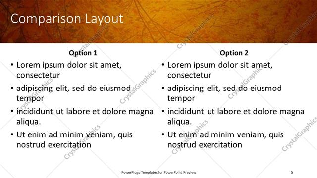 Comparison presentation slide layout