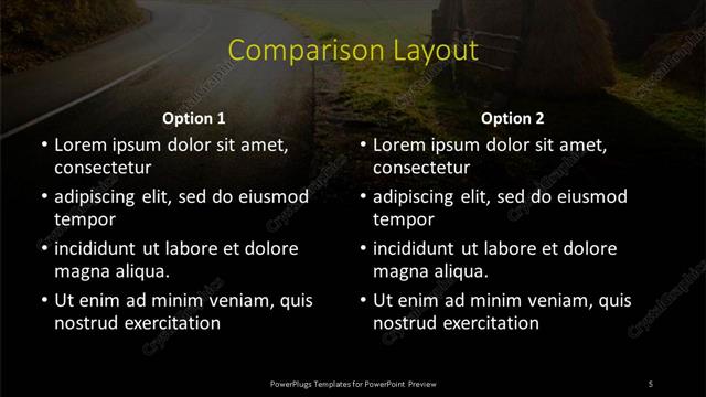 Comparison presentation slide layout