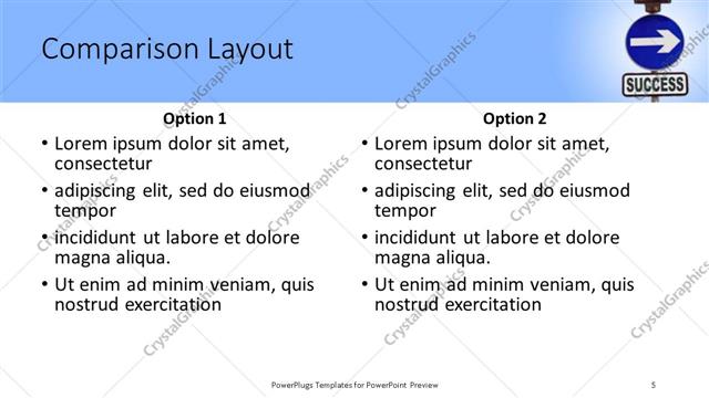 Comparison presentation slide layout