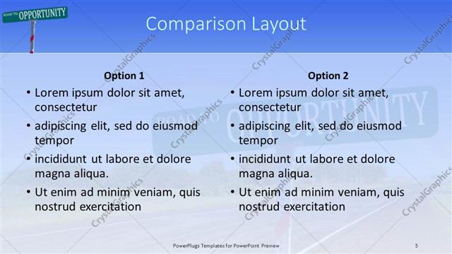 Comparison presentation slide layout