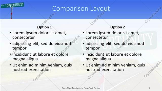 Comparison presentation slide layout