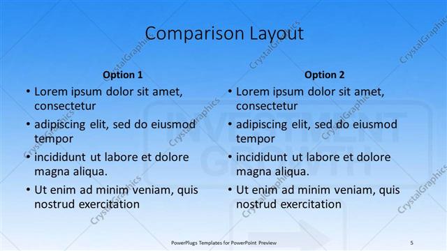 Comparison presentation slide layout