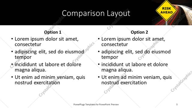 Comparison presentation slide layout