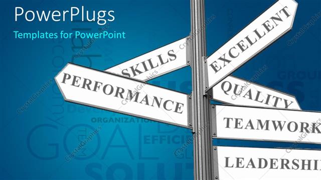  Presentation with successful - Road sign with successful business ingredients over blue background