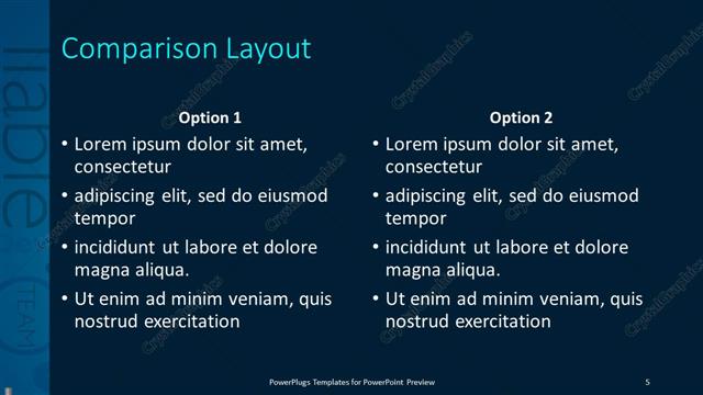Comparison presentation slide layout