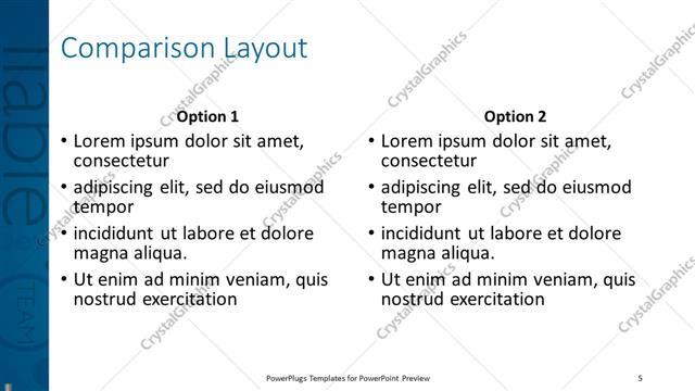 Comparison presentation slide layout