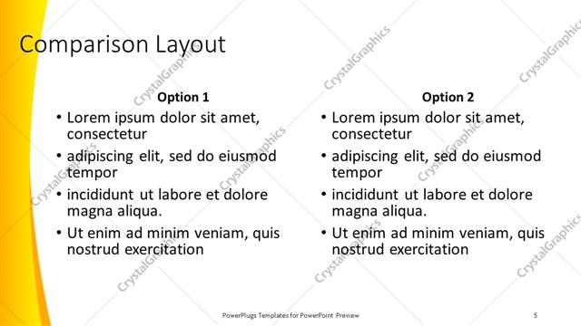 Comparison presentation slide layout
