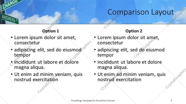 Comparison presentation slide layout