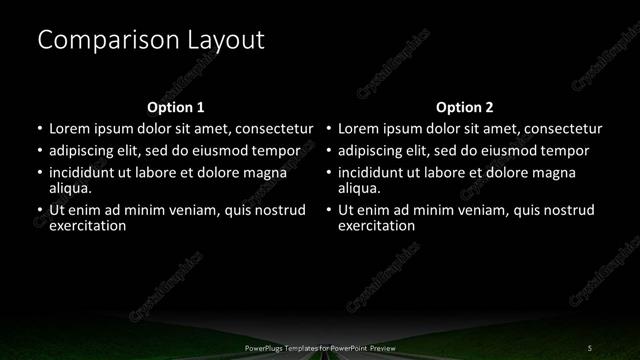 Comparison presentation slide layout