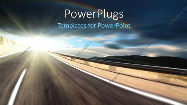  Presentation with traffic road - A road with sunlight at one end and high speed traffic on the road