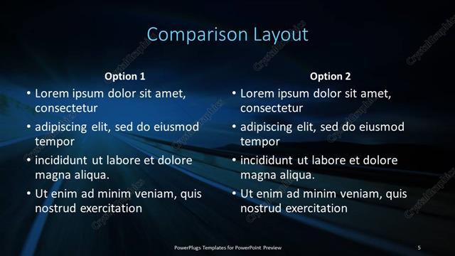 Comparison presentation slide layout