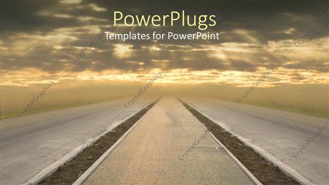  Presentation with sky sun - Road under sunset and sun rays through cloudy sky