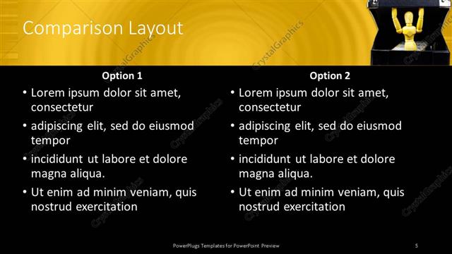 Comparison presentation slide layout