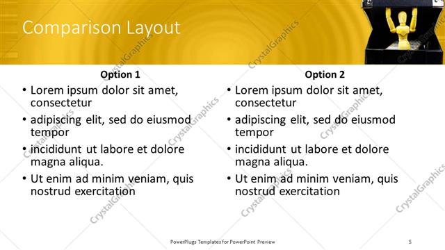 Comparison presentation slide layout