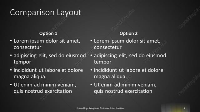 Comparison presentation slide layout