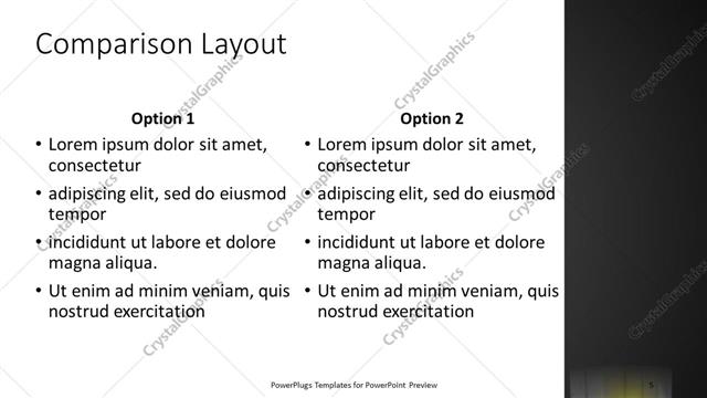 Comparison presentation slide layout