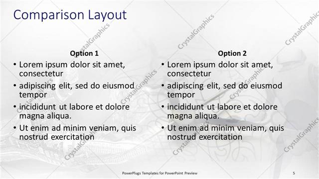 Comparison presentation slide layout