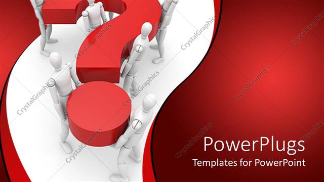  Presentation with robots - Robots carrying 3D question mark symbol on white background