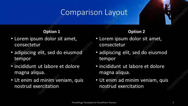 Comparison presentation slide layout
