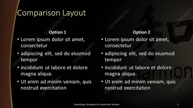 Comparison presentation slide layout