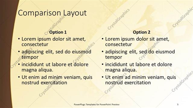 Comparison presentation slide layout