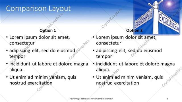 Comparison presentation slide layout