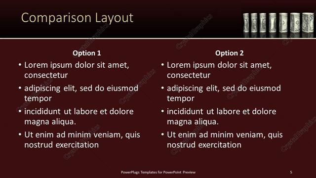Comparison presentation slide layout