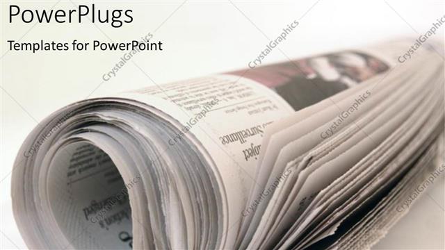  Presentation with newspaper - Rolled newspaper on plain white desk