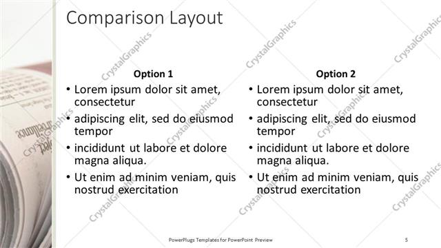 Comparison presentation slide layout