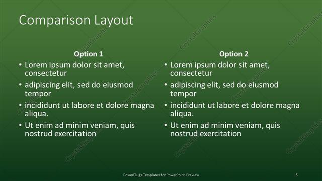 Comparison presentation slide layout