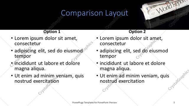 Comparison presentation slide layout