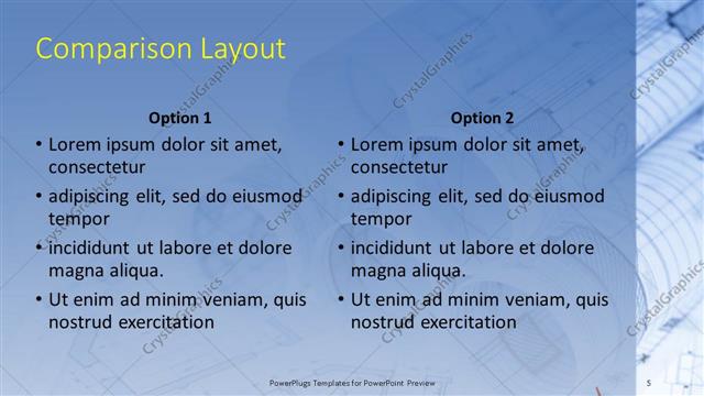 Comparison presentation slide layout