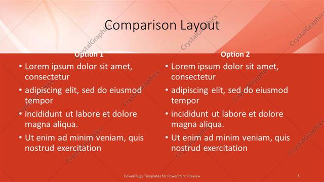 Comparison presentation slide layout