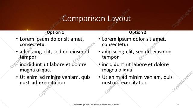 Comparison presentation slide layout