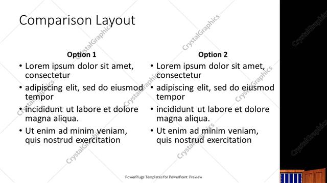 Comparison presentation slide layout
