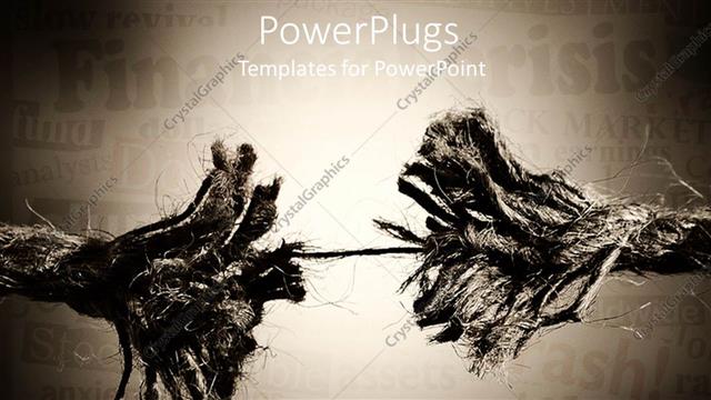  Presentation with financial crisis - Rope breaking in two pieces, financial crisis metaphor