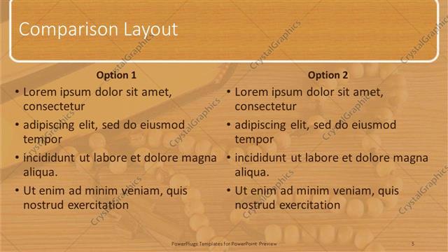 Comparison presentation slide layout