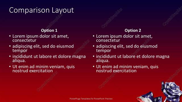 Comparison presentation slide layout