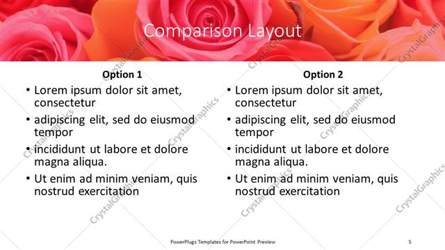 Comparison presentation slide layout