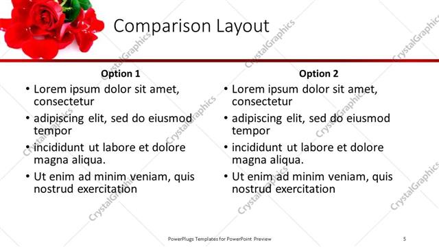 Comparison presentation slide layout