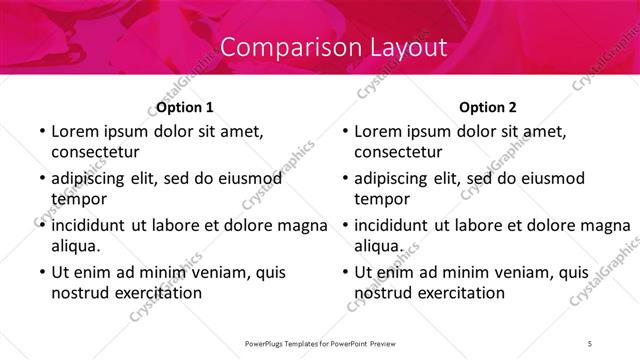 Comparison presentation slide layout