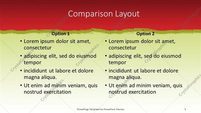 Comparison presentation slide layout