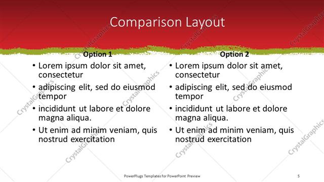 Comparison presentation slide layout